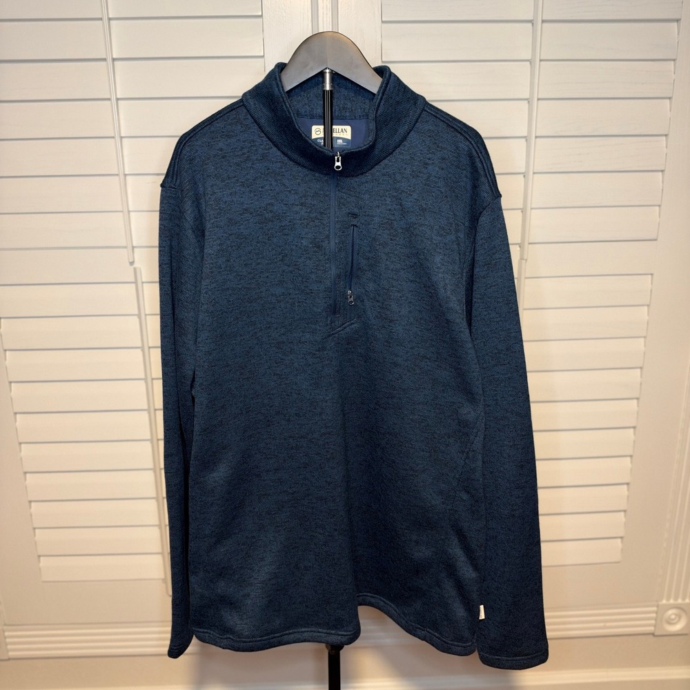 Magellan Outdoors Mens 2XL Navy Blue Heather Quarter Zip Pullover Sweater Fleece